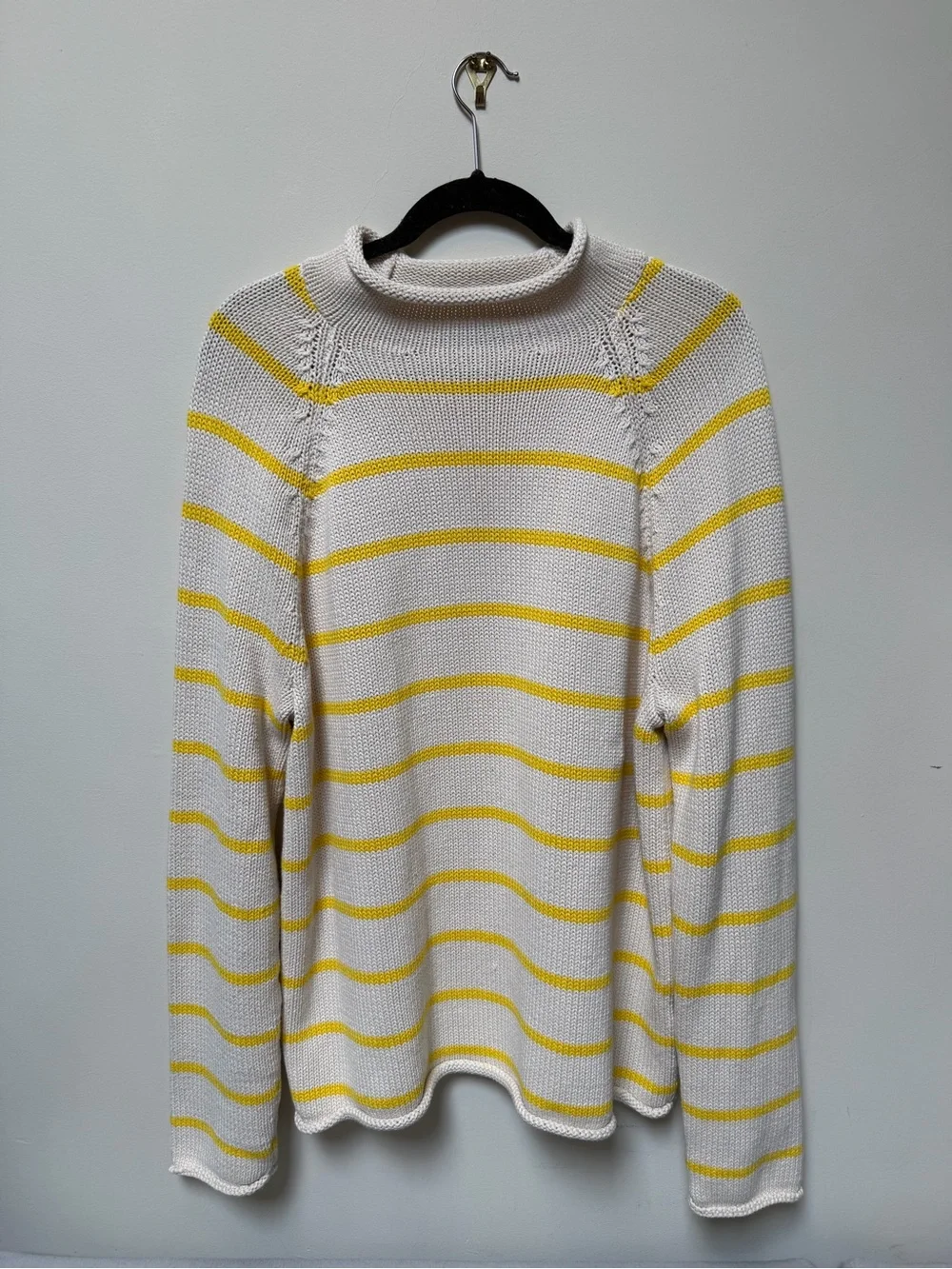 J. Crew Rollneck Sweater Cream with Yellow Stripes